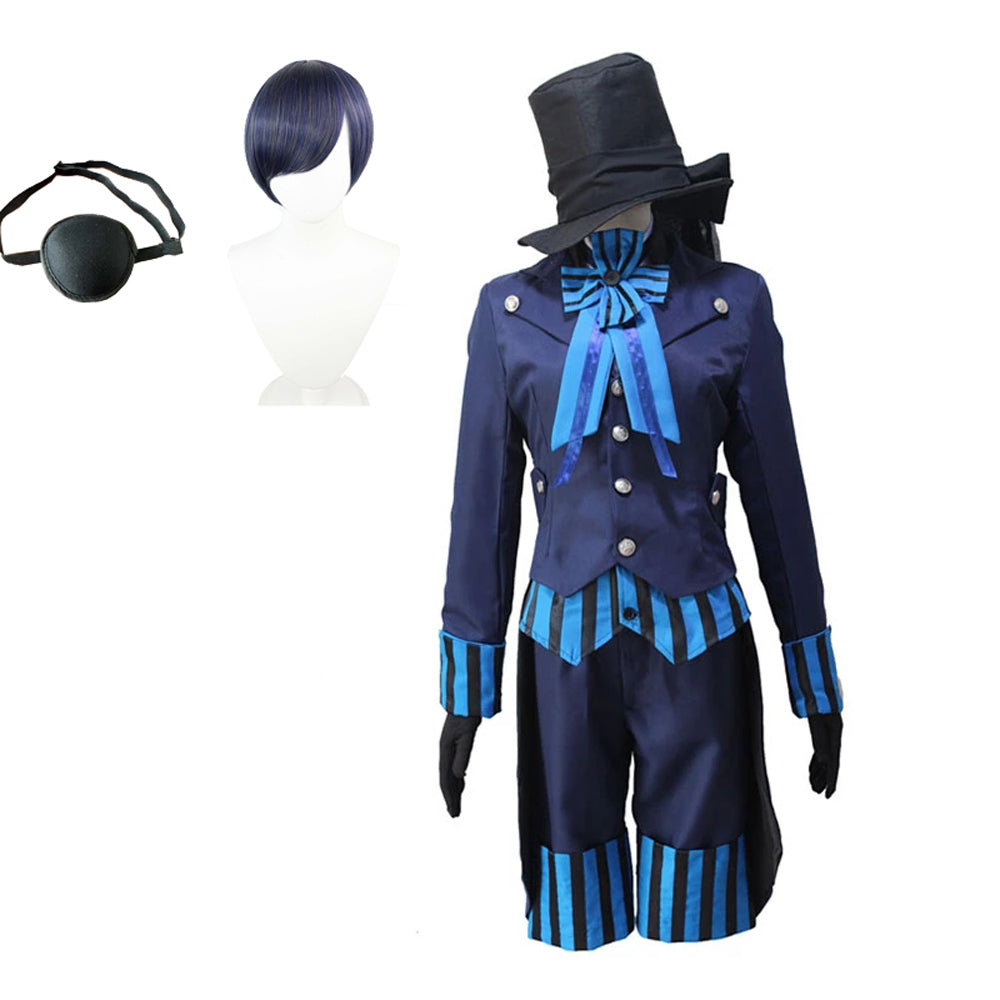 Ciel Phantomhive Blue Suit Costume With Hat Halloween Cosplay Costume Outfit