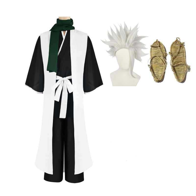 Anime Gotei 13 10th Division Captain Toshiro Full Set Costume+Wigs+Waraji Shoes Halloween Cosplay Outfit Set