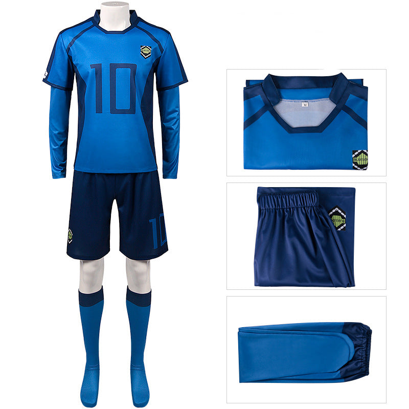 Anime Blue Lock Eleven Uniform Rin Itoshi Cosplay Costume NO.10 Jersey Costume Outfit