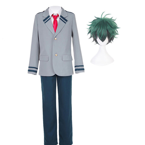 Izuku Midoriya Costume Uniform Deku School Uniform Cosplay Outfit with Wigs Set