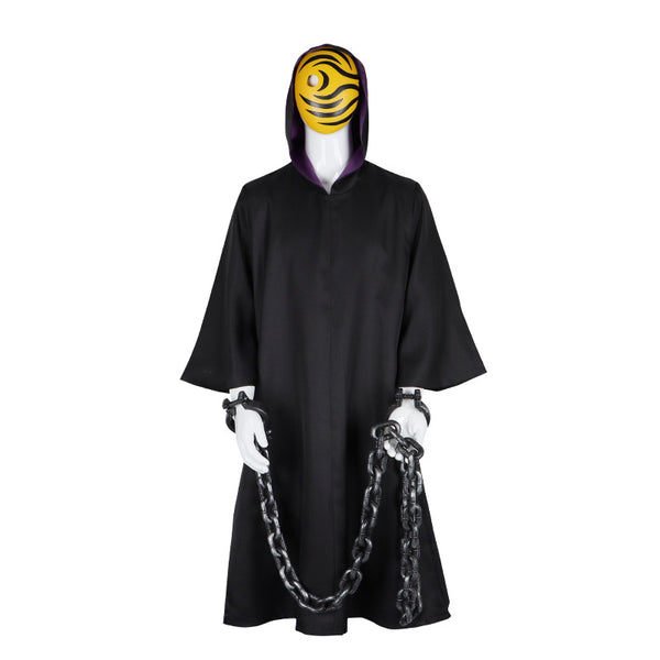 Anime Cosplay Obito Black Cloak Costume With Mask and Chain Costume Set Halloween Cosplay Outfit