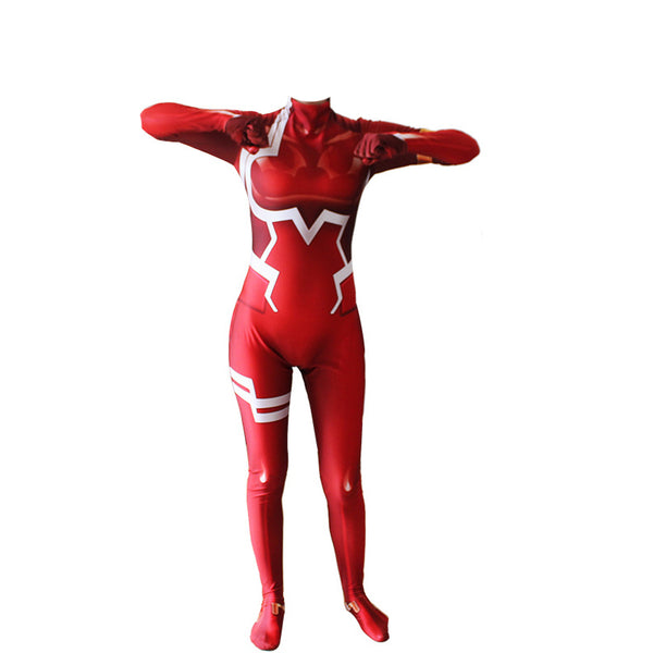 Anime Darling in the Franxx Zero Two 002 Red Jumpsuit Costume Halloween Cosplay Zentai