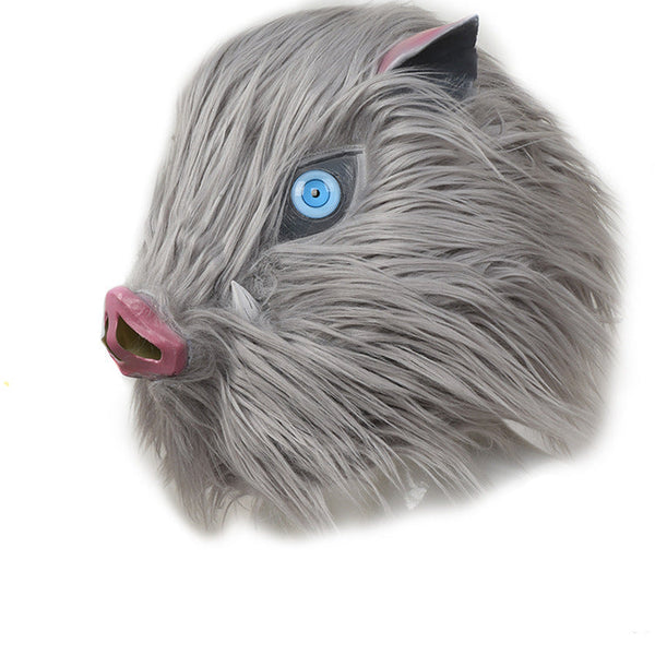 Anime Inosuke Full Set Costume+Wigs+Shoes+Mask+Double Blades Weapon Halloween Cosplay Outfit Whole Set