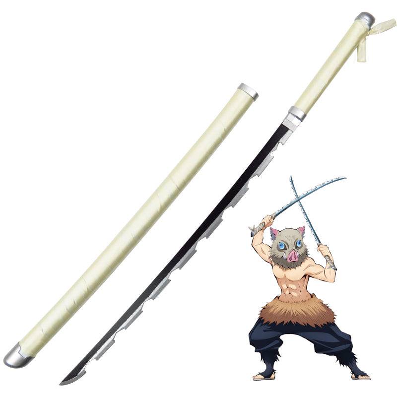 Anime Demon Slayer Kimetsu no Yaiba Inosuke Hashibira Costume Weapon Sword Hallowen Cosplay Accessories