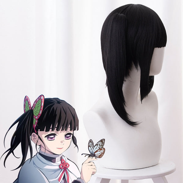 Anime Demon Slayer Kimetsu no Yaiba Kanao Tsuyuri Costume Wigs With Butterfly Hairdecor