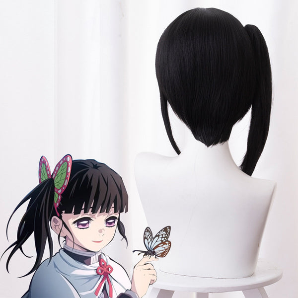 Anime Demon Slayer Kimetsu no Yaiba Kanao Tsuyuri Costume Wigs With Butterfly Hairdecor