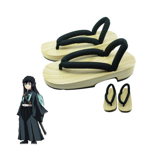 Anime Demon Slayer Kimetsu no Yaiba Muichiro Tokito Costume Shoes Wood Clogs Cosplay Shoes