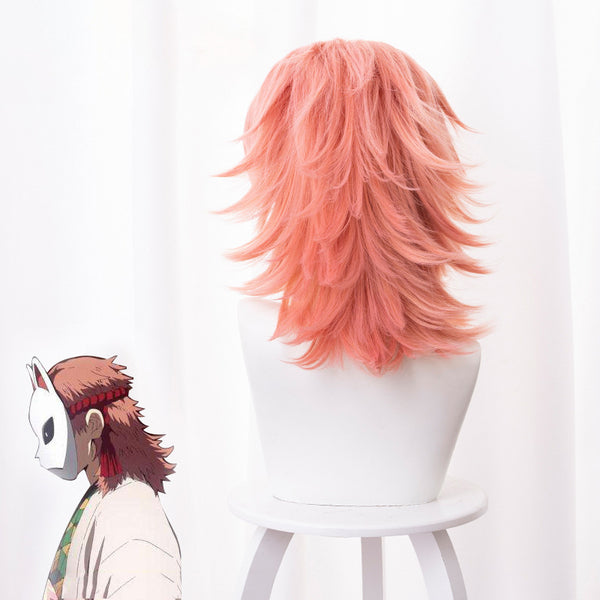 Anime Demon Slayer Kimetsu no Yaiba Sabito Cosplay Wigs Pink Wigs Accessories