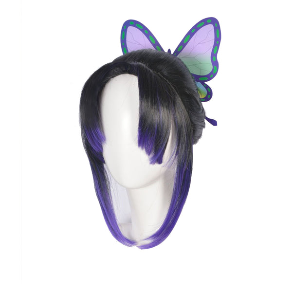 Shinobu Kocho Cosplay Wigs With Butterfly Hairdecor Costume Accessories
