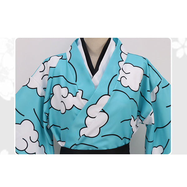 Kids/Adults Anime Demon Slayer: Kimetsu no Yaiba Tanjiro Kamado Sakonji Urokodaki Cosplay Costume Blue Kimono Outfit