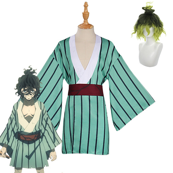 Anime Demon Slayer Kimetsu no Yaiba Upper Rank Six Gyutaro Cosplay Costume Kimono Outfit