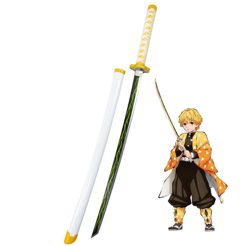 Anime Demon Slayer: Kimetsu no Yaiba Zenitsu Agatsuma Cosplay Weapon Sword Props Costume Accessories