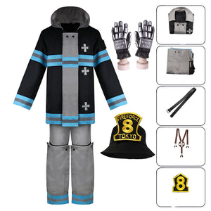 Anime Fire Force Enen No Shouboutai No.8 Special Team Shinra Kusakabe Bunker Gear Cosplay Costume Full Set