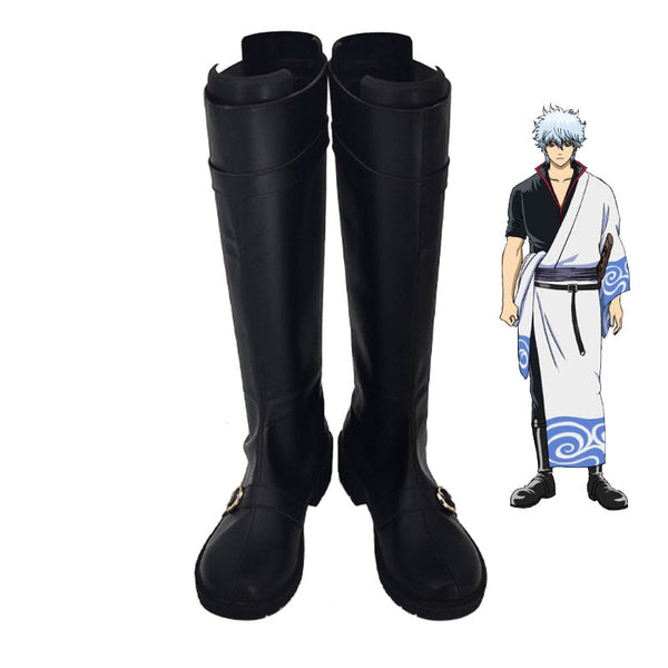 Anime Silver Soul/Gintama Gintoki Sakata Costume Kimono Suit+Wigs+Boots+Weapon Wooded Sword Full Set Cosplay Costume Outfit