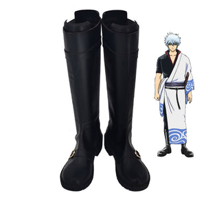 Anime Silver Soul/Gintama Gintoki Sakata Costume Shoes Cosplay Black Boots