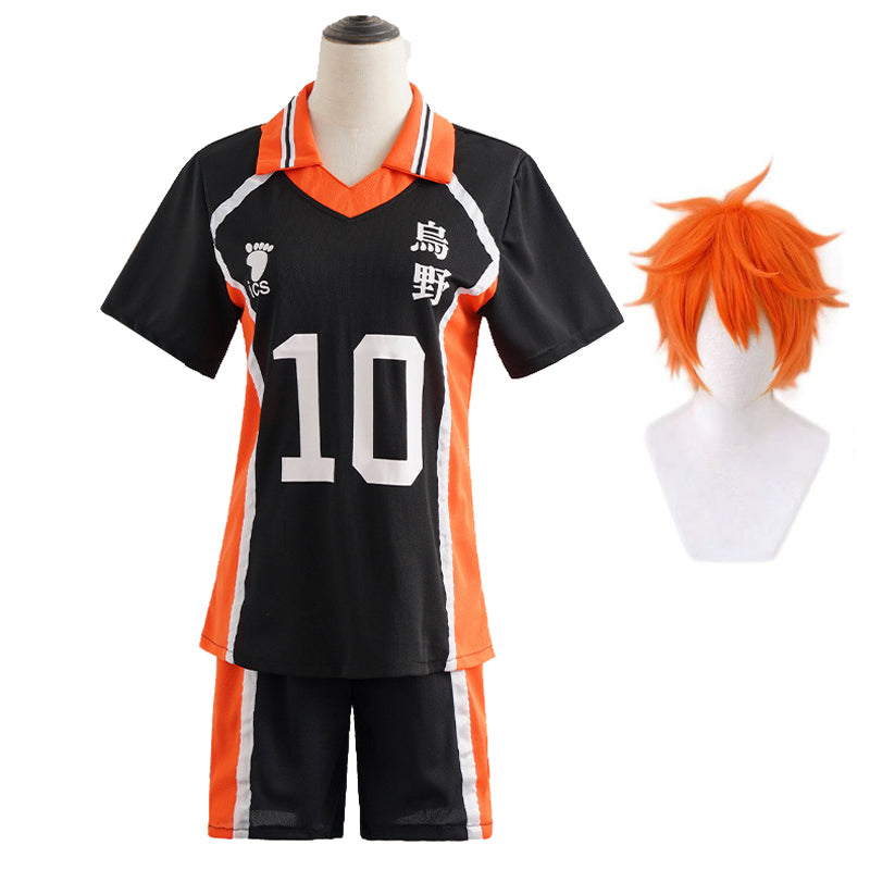 Karasuno Shoyo Hinata Uniform Costume +Wigs Sports Suit Halloween Carnival Cosplay Outfit