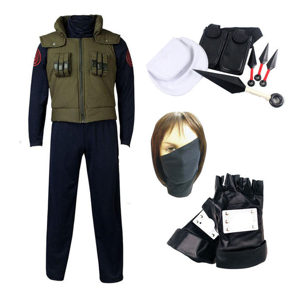 Anime Cosplay Hatake Kakashi Costume Uniform With Props 10 pieces Full Set Halloween Costume Outfit