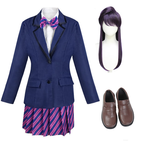 Anime Komi Can't Communicate Shouko Komi Uniform Costume Full Set With Wigs and Cosplay Shoes Cosplay Outfit Set