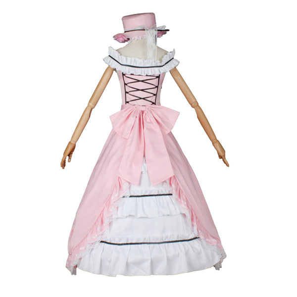 Black Butler Ciel Phantomhive Female Pink Cosplay Costume Lolita Dress With Hat