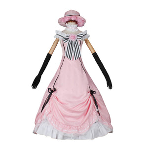 Black Butler Ciel Phantomhive Female Pink Cosplay Costume Lolita Dress With Hat