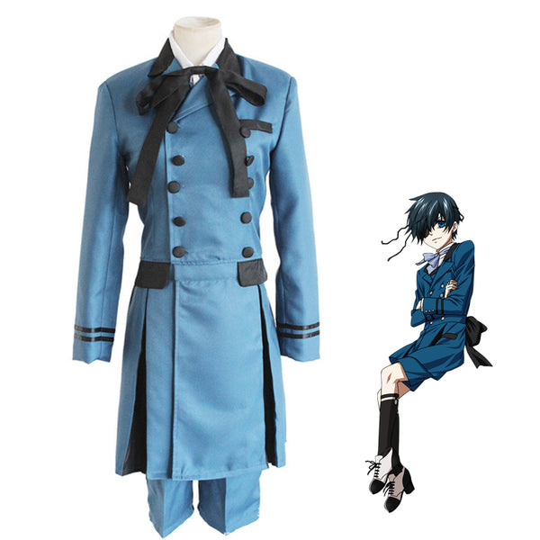 Anime Kuroshitsuji II Black Butler 2 Earl Ciel Phantomhive Costume Suit Blue Cosplay Outfit