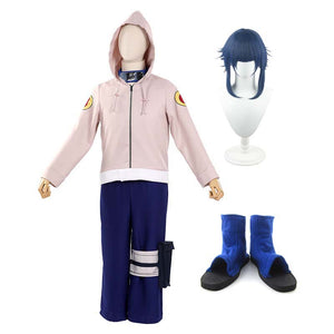 Anime Byakugan Princess Hinata Hyuga Part I Childhood Costume With Wigs and Boots Whole Set Halloween Carnival Outfit