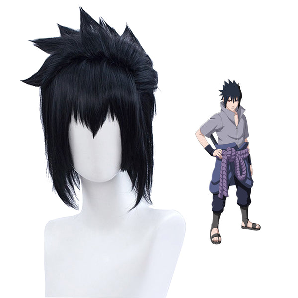 Anime Shippuden Sasuke Uchiha Grey Version Costume With Wigs and Accessories Full Set Cosplay Outfit