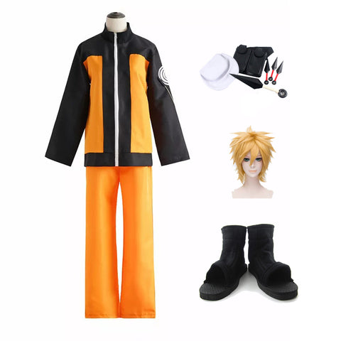 Anime Shippuden Uzumaki Cosplay Costume With Wigs Shoes and Props Full Set Halloween Costume