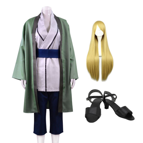 Anime Tsunade Whole Set Cosplay Costume With Wigs and Cosplay Shoes