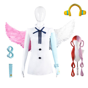 Anime One Piece Film Red Diva Uta Cosplay Costume Dress With Headphones and Wings Cosplay Costume Set