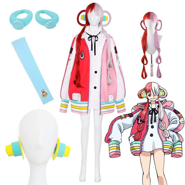 Anime One Piece Film Red Diva Uta Cosplay Costume Halloween Cosplay Outfit Set With Headphone and Jacket