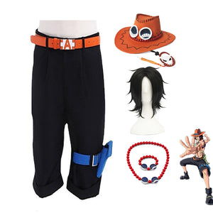 Anime One Piece Fire Fist Portgas D. Ace Cosplay Costume Full Set With Hat Necklace Halloween Cosplay Outfit