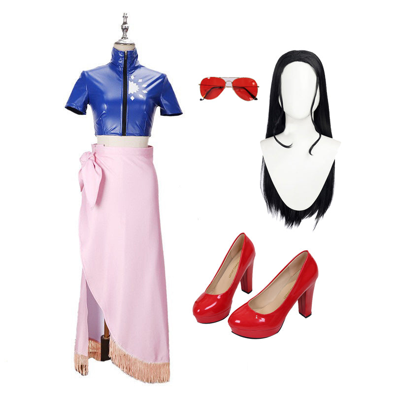 Anime One Piece Nico Robin Whole Set Cosplay Costume Wigs Shoes Glasse