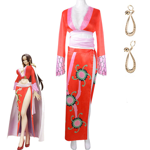 Anime One Piece Pirate Empress Boa Hancock Cosplay Costume Full Set With Earrings Cosplay Outfit Set