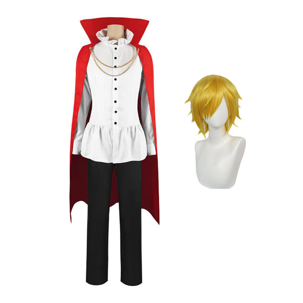 Anime One Piece Prince Sanji Vinsmoke With Royal Cape Outfit Cosplay Costume