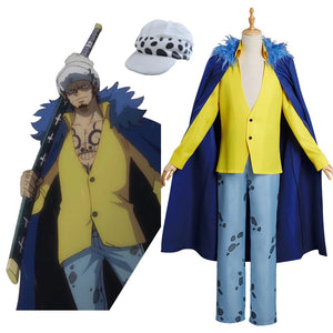 Anime One Piece Raid on Onigashima Trafalgar Law Costume Outfit With Hat Halloween Carnival Cosplay Costume