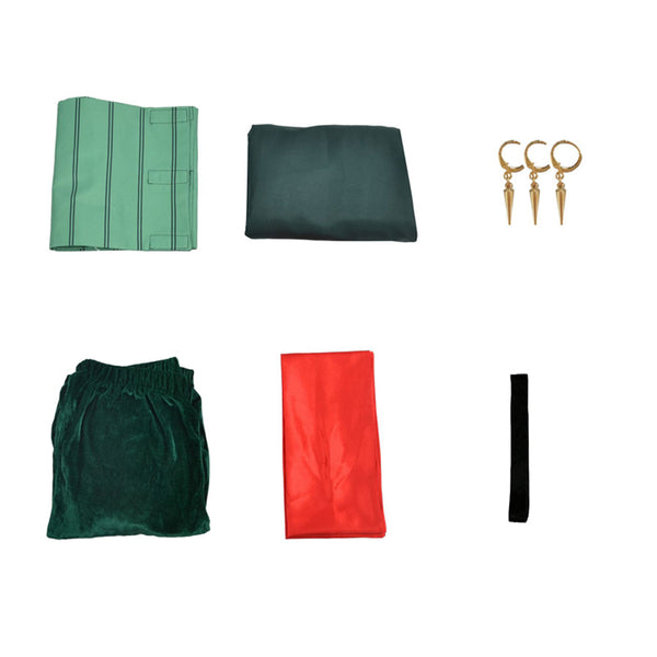 Anime One Piece Roronoa Zoro Whole Set Cosplay Costume+ Wigs+Boots Halloween Cosplay Costume Outfit