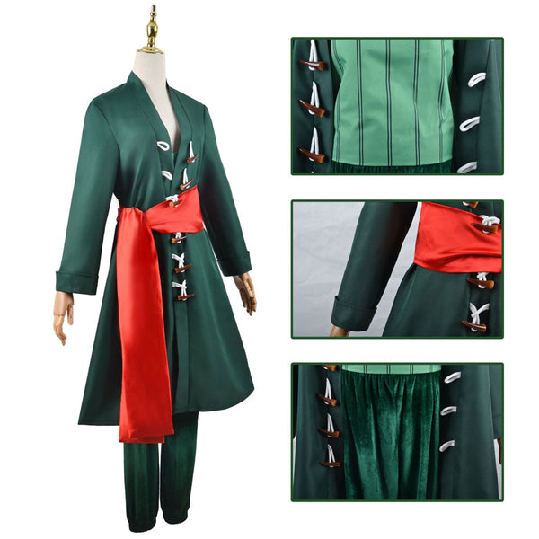 Anime One Piece Roronoa Zoro Costume Halloween Cosplay Outfit With Earrings Costume Set