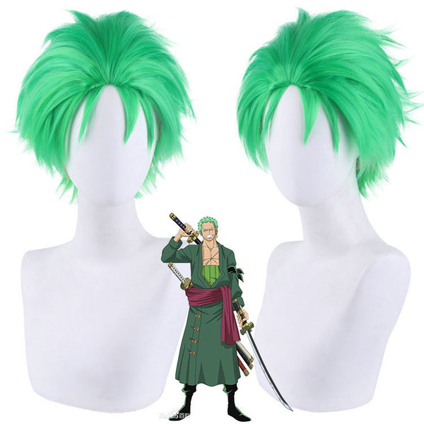 Anime One Piece Roronoa Zoro Costume Wigs Green Short Wigs Costume Accessories