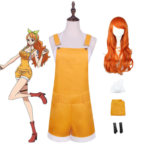 Anime One Piece: Stampede Nami Cosplay Costume Yellow Rompers Cosplay Outfit