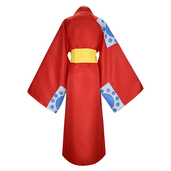 Anime One Piece Wano Country Monkey D. Luffy Kimono Costume Halloween Cosplay Outfit
