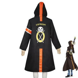 Anime One Piece Trafalgar Law Dressrosa Arc Costume Hooded Cloak Cosplay Outfit