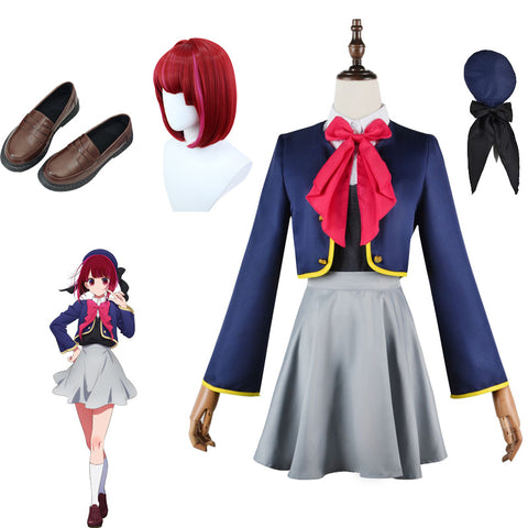 Anime Oshi no Ko Kana Arima Whole Set Costume Uniform With Wigs Shoes and Hat Halloween Costume Set