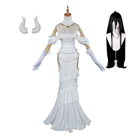 Anime Overlord Cosplay Albedo Cosplay Costume White Dress With Horns Props Halloween Cosplay Outfit