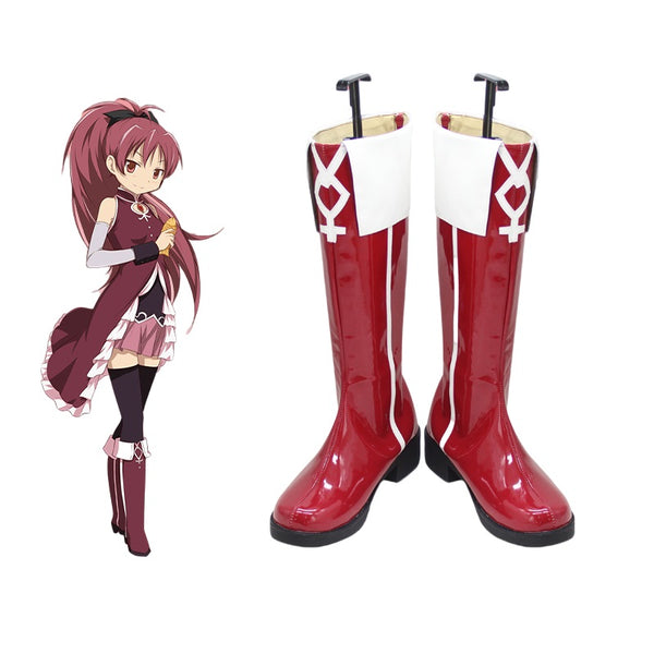 Anime Puella Magi Madoka Magica Kyouko Sakura Cosplay Red Boots