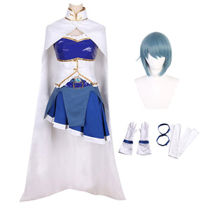 Anime Puella Magi Madoka Magica Sayaka Miki Cosplay Costume Dress + Wigs Cosplay Outfit Set