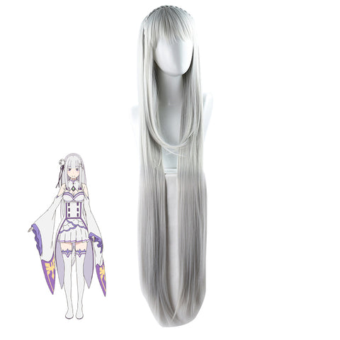 Anime Re:Zero − Starting Life in Another World Emilia Cosplay Wigs Silver Long Wigs