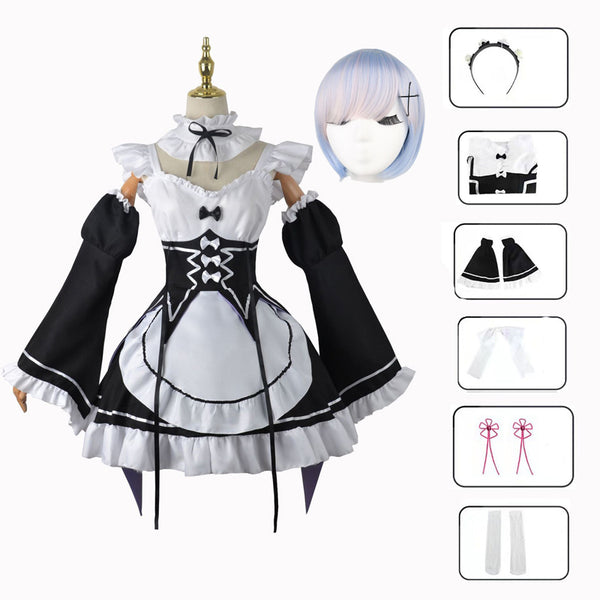 Anime Re:Zero − Starting Life in Another World Ram Rem Cosplay Costume Halloween Carnival Cosplay Dress Outfit