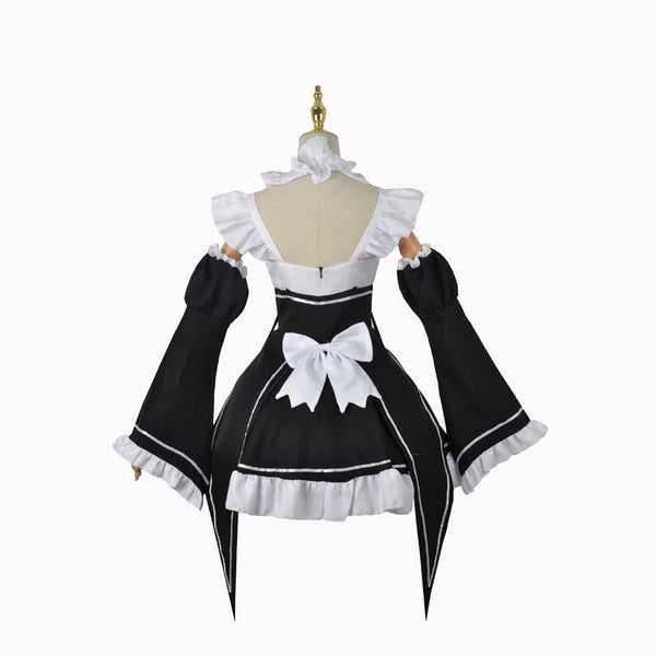 Anime Re:Zero − Starting Life in Another World Rem Full Set Costume Dress+Wigs+Shoes Halloween Cosplay Outfit Set