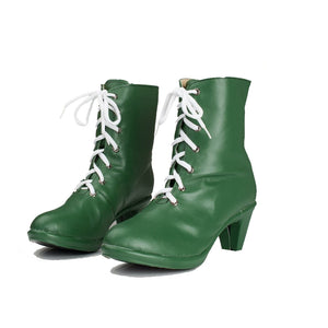 Anime Sailor Moon Makoto Kino Sailor Jupiter Cosplay Shoes Green PU Leather Cosplay Boots